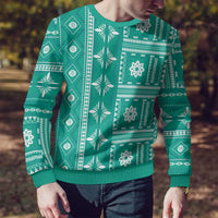 Fiji Masi All Teal Ugly Christmas Sweater Tapa Pattern - Polynesian Pride