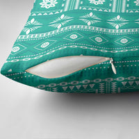 Fiji Masi All Teal Pillow Cover Tapa Pattern - Polynesian Pride
