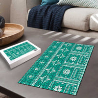 Fiji Masi All Teal Puzzle Tapa Pattern - Polynesian Pride
