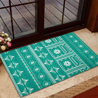 Fiji Masi All Teal Rubber Doormat Tapa Pattern - Polynesian Pride