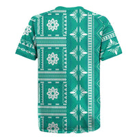 Fiji Masi All Teal Rugby Jersey Tapa Pattern - Polynesian Pride