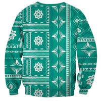 Fiji Masi All Teal Sweatshirt Tapa Pattern - Polynesian Pride