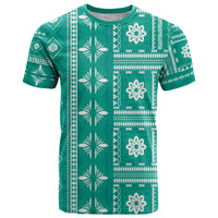 Fiji Masi All Teal T Shirt Tapa Pattern - Polynesian Pride