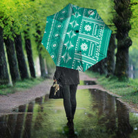 Fiji Masi All Teal Umbrella Tapa Pattern - Polynesian Pride