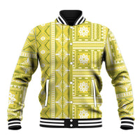 Fiji Masi All Yellow Baseball Jacket Tapa Pattern - Polynesian Pride