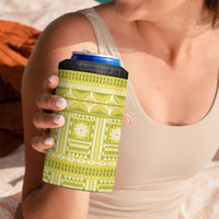 Fiji Masi All Yellow 4 in 1 Can Cooler Tumbler Tapa Pattern - Polynesian Pride