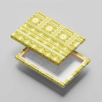 Fiji Masi All Yellow Canvas Wall Art Tapa Pattern - Polynesian Pride