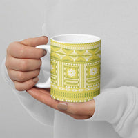 Fiji Masi All Yellow Ceramic Mug Tapa Pattern - Polynesian Pride