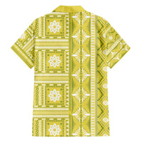 Fiji Masi All Yellow Family Matching Long Sleeve Bodycon Dress and Hawaiian Shirt Tapa Pattern - Polynesian Pride