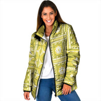 Fiji Masi All Yellow Padded Jacket Tapa Pattern - Polynesian Pride