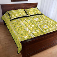 Fiji Masi All Yellow Quilt Bed Set Tapa Pattern - Polynesian Pride
