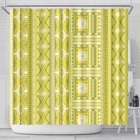 Fiji Masi All Yellow Shower Curtain Tapa Pattern - Polynesian Pride