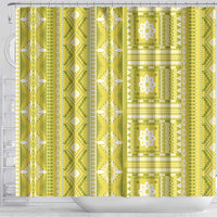 Fiji Masi All Yellow Shower Curtain Tapa Pattern - Polynesian Pride