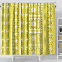 Fiji Masi All Yellow Shower Curtain Tapa Pattern - Polynesian Pride