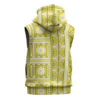 Fiji Masi All Yellow Sleeveless Hoodie Tapa Pattern - Polynesian Pride