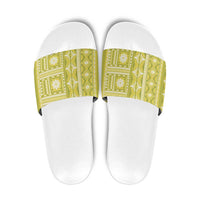 Fiji Masi All Yellow Slide Sandals Tapa Pattern - Polynesian Pride