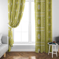 Fiji Masi All Yellow Window Curtain Tapa Pattern - Polynesian Pride
