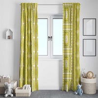 Fiji Masi All Yellow Window Curtain Tapa Pattern - Polynesian Pride