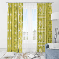 Fiji Masi All Yellow Window Curtain Tapa Pattern - Polynesian Pride