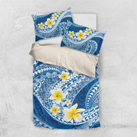 Plumeria Polynesian Blue Glitter Pattern Bedding Set