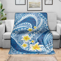 Plumeria Polynesian Blue Glitter Pattern Blanket