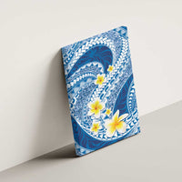 Plumeria Polynesian Blue Glitter Pattern Canvas Wall Art