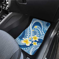 Plumeria Polynesian Blue Glitter Pattern Car Mats
