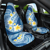 Plumeria Polynesian Blue Glitter Pattern Car Seat Cover