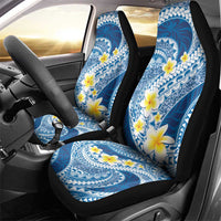 Plumeria Polynesian Blue Glitter Pattern Car Seat Cover