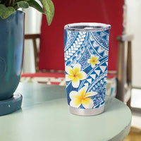 Plumeria Polynesian Blue Glitter Pattern Tumbler Cup