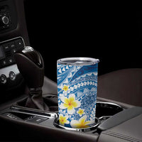 Plumeria Polynesian Blue Glitter Pattern Tumbler Cup