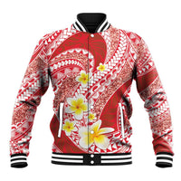 Plumeria Polynesian Coral Glitter Pattern Baseball Jacket