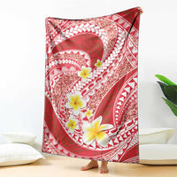 Plumeria Polynesian Coral Glitter Pattern Blanket