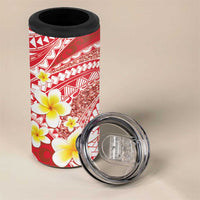 Plumeria Polynesian Coral Glitter Pattern 4 in 1 Can Cooler Tumbler