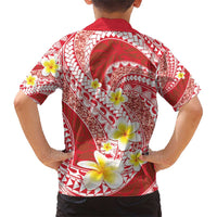 Plumeria Polynesian Coral Glitter Pattern Family Matching Short Sleeve Bodycon Dress and Hawaiian Shirt