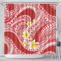 Plumeria Polynesian Coral Glitter Pattern Shower Curtain