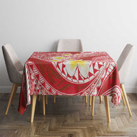 Plumeria Polynesian Coral Glitter Pattern Tablecloth