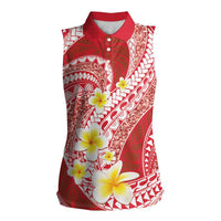 Plumeria Polynesian Coral Glitter Pattern Women Sleeveless Polo Shirt LT01 Female Coral - Polynesian Pride