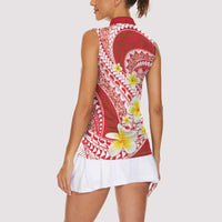 Plumeria Polynesian Coral Glitter Pattern Women Sleeveless Polo Shirt LT01 - Polynesian Pride