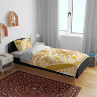 Plumeria Polynesian Gold Glitter Pattern Bedding Set