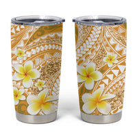 Plumeria Polynesian Gold Glitter Pattern Tumbler Cup
