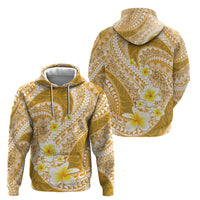 Plumeria Polynesian Gold Glitter Pattern Zip Hoodie