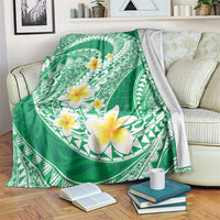Plumeria Polynesian Green Glitter Pattern Blanket