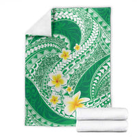Plumeria Polynesian Green Glitter Pattern Blanket