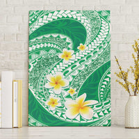 Plumeria Polynesian Green Glitter Pattern Canvas Wall Art