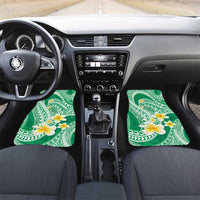 Plumeria Polynesian Green Glitter Pattern Car Mats