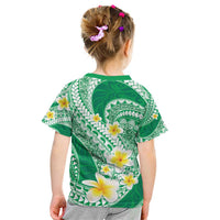 Plumeria Polynesian Green Glitter Pattern Kid T Shirt LT01 - Polynesian Pride