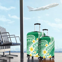 Plumeria Polynesian Green Glitter Pattern Luggage Cover