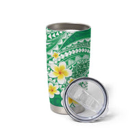 Plumeria Polynesian Green Glitter Pattern Tumbler Cup