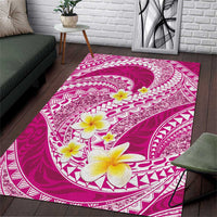 Plumeria Polynesian Pink Glitter Pattern Area Rug